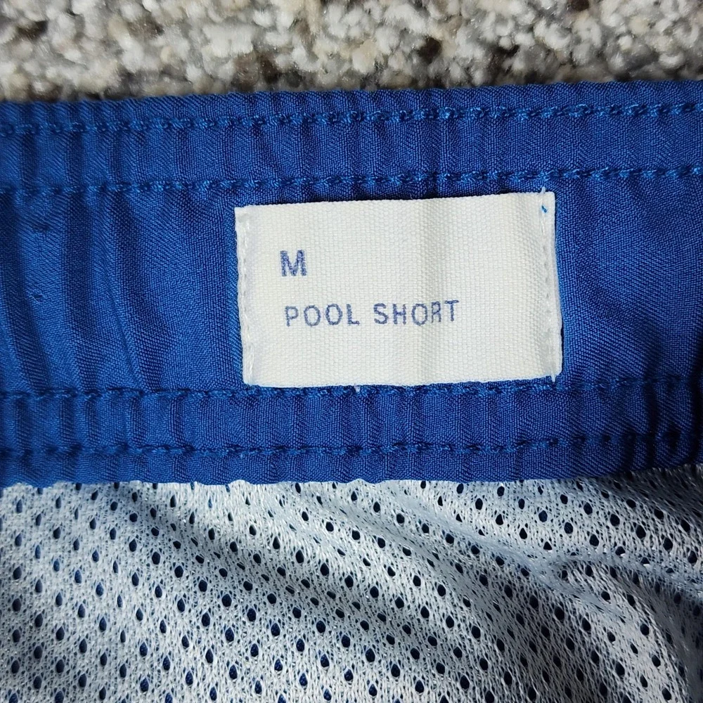 Gap Pool Short Swim Trunks Mens Medium Blue Solid Drawstring Mesh Lined EUC